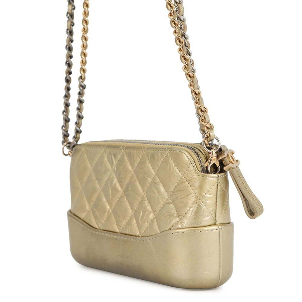 CHANEL Gold Lambskin Leather Logo Shoulder Bag - Picture 2 of 16